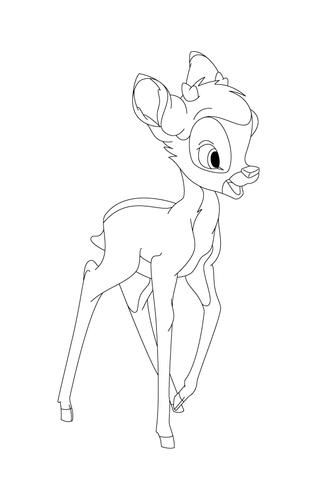 Bambi Is Walking And Is Very Happy Coloring Page